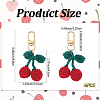 6Pcs Cherry Wool Knitting Pendant Decorations HJEW-CP0001-18G-2
