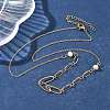 304 Stainless Steel & Glass Pearl Oval Link Chain Necklaces for Women NJEW-A045-04G-1-2