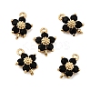 Brass Pave Cubic Zirconia Flower Links Connector Charms KK-H089-34G-03-2