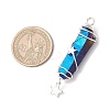 3Pcs 3 Styles Electroplated Natural Quartz Crystal Pointed Copper Wire Wrapped Pendants PALLOY-JF03767-03-2