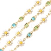 Enamel Flower & Glass Square Link Chains CHC-P009-36G-1