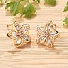 Flower Brass Micro Pave Cubic Zirconia Stud Earrings for Women EJEW-G428-28C-02-2