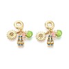 Brass Micro Pave Colorful Cubic Zirconia and Enamel European Dangle Charms KK-T079-80G-1