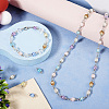 90Pcs 9 Colors Baking Paint Pearlized Glass Pearl Round Connector Charms PALLOY-TA0002-50-7