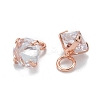 Brass Clear Cubic Zirconia Charms ZIRC-G170-12RG-2