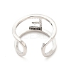 Clear Cubic Zirconia Initial Letter Open Cuff Ring RJEW-A012-01P-E-2