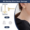 2 Pairs Hollow Heart 925 Sterling Silver Stud Earrings EJEW-BBC0001-33G-2