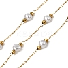 Handmade 304 Stainless Steel ABS Plastic Pearl Beaded Round Link Chains CHS-L032-01G-06-1