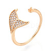 Fishtail Shape Brass Micro Pave Clear Cubic Zirconia Cup Peg Ring Settings KK-T076-14G-1