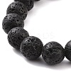 Natural Weathered Agate(Dyed) & Lava Rock Round Beaded Stretch Bracelet BJEW-JB08501-3