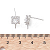 Brass Micro Pave Cubic Zirconia Studs Earrings Findings KK-K360-29P-3