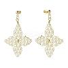Glass Pearl Braided Star Stud Earrings EJEW-JE04982-02-3