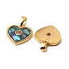 Brass & Paua Shell & Pink Cubic Zirconia Charms KK-G538-05G-2