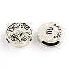 Antique Silver Plated Tibetan Style Flat Round Alloy Slide Charms TIBEB-Q063-10AS-NR-1