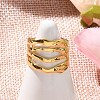304 Stainless Steel Multilayer Open Cuff Rings for Women LS-RJEW-Z077-01G-05-2