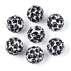 Cow Stripe Print Pattern Resin Rhinestone Round Beads OACR-N145-01-1