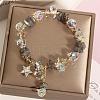 Alloy Rhinestone Star Charm Glass Beaded Stretch Bracelets for Women WG1458C-03-1