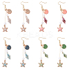 304 Stainless Steel Starfish with Shell Shape Dangle Earrings EJEW-YW00012-01-2