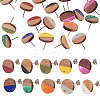 10Pairs 10 Colors Opaque Resin & Walnut Wood Stud Earring Findings MAK-CJ0001-11-3