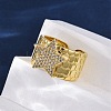 Brass Micro Pave Clear Cubic Zirconia Cuff Rings for Women RJEW-H248-08G-01-3