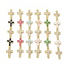 Brass Micro Pave Clear Cubic Zirconia 5 Cross Links Connector Charms KK-H539-15G-1