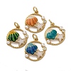 Brass Pave Cubic Zirconia & ABS Imitation Pearl Pendants KK-S525-05G-1