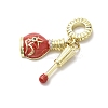 Brass Micro Pave Clear Cubic Zirconia European Dangle Charms KK-A278-08G-02-2