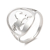 Non-Tarnish 304 Stainless Steel Horse Adjustable Ring for Women RJEW-M149-21P-3