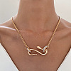 Crystal Rhinestone Snake Pendant Necklace with Alloy Curb Chains for Women LS-NJEW-I118-02KCG-6