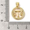 Zodiac Theme Brass Micro Pave Cubic Zirconia Pendants KK-M273-05I-G-3