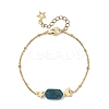 Natural Mixed Stone Rectangle & Moon Star Brass Beaded Bracelets BJEW-JB14231-4