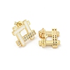 Hollow Rhombus Real 18K Gold Plated Brass Stud Earrings EJEW-L269-102G-02-2