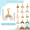 15Pcs Rainbow Alloy Enamel Badge Reel Pendant Decoration HJEW-DR00047-2