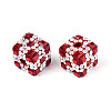 Polymer Clay Rhinestone Beads with Square Acrylic CLAY-T022-03D-2