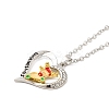 Heart with Word Best Wishes Zinc Alloy Pendant Necklaces for Christmas NJEW-M203-02B-GP-1