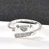 Heart 925 Sterling Silver Cubic Zirconia Cuff Rings for Women RJEW-S631-03P-1