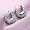 Brass Clear Cubic Zirconia Hoop Earrings EJEW-R025-36P-1