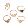 Star Cut Round Natural Rose Quartz & Amethyst & Sodalite & Howlite & Flower Amazonite Finger Ring RJEW-JR00753-1