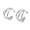 Triple C-Shaped 201 Stainless Steel Stud Earrings EJEW-Z151-09P-4