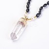 Natural Black Tourmaline and Natural Quartz Crystal Pendant Necklaces NJEW-I220-05-2