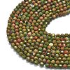 Natural Unakite Beads Strands G-A260-A41-01-3