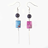 Wood and Fire Agate Beads Dangle Earrings EJEW-JE02804-08-1