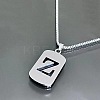 Rectangle with Laser Cut Letter 201 Stainless Steel Initial Pendant Necklaces WGA5E8C-26-1