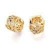 Brass Micro Pave Clear Cubic Zirconia European Beads KK-N276-19G-2