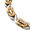 201 Stainless Steel Byzantine Chain Bracelets BJEW-B078-130GP-2