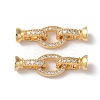 Rack Plating Brass Pave Clear Cubic Zirconia Fold Over Clasps KK-M264-14G-1