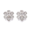 Brass Micro Pave Clear Cubic Zirconia Bead Caps KK-Q071-08P-02-1