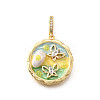 Brass Micro Pave Cubic Zirconia & Enamel Pendants KK-R222-15G-01-1