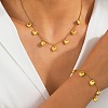 304 Stainless Steel Heart Pendant Curb Chain Necklaces & Bracelets Sets for Women SJEW-F225-02G-2