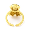 Bear Brass Micro Pave Cubic Zirconia Open Cuff Ring for Women RJEW-U003-23-4